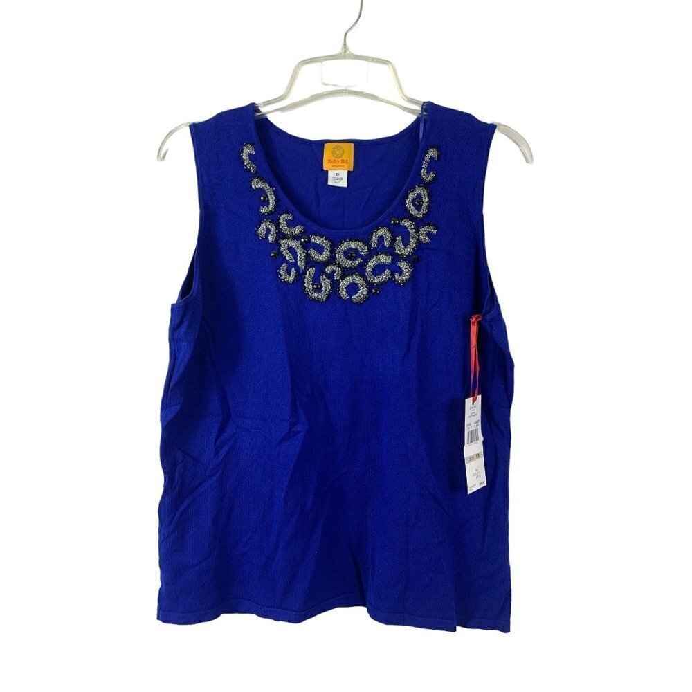Ruby Rd. Party Animal Blue Casual Top